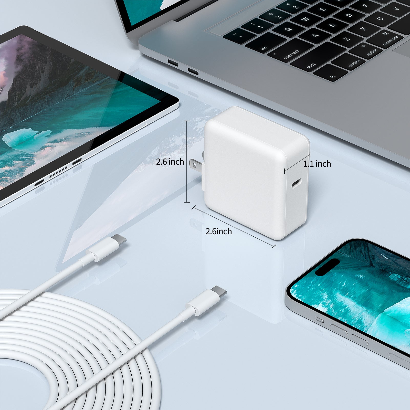 65W USB C Fast Charger, Ablegrid Type C Charger for MacBook Pro, Dell Latitude and Any Laptops or Smart Phones Include Charge Cable(2Pack)
