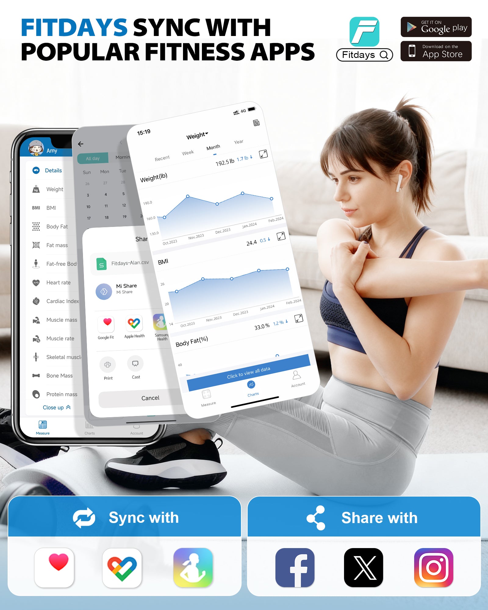ABLEGRID Smart Digital Bathroom Scale for Body Weight and Fat Rechargeable, Large VA Display, 22 Body Composition Metrics BMI, Heart Rate, Baby Mode, 400lb, Black