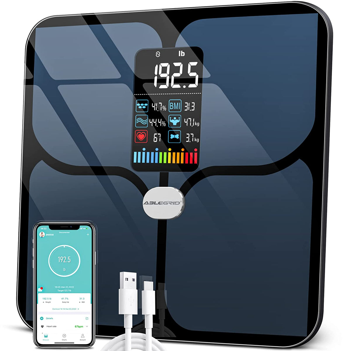  Smart Body Fat Scale, 8 Electrode Large Display Smart Scale, Digital  Weight Scale & Body Analyzer, 24 Body Composition Metrics BMI, Body  Composition Monitors with App Sync with Bluetooth, 400 lbs. 