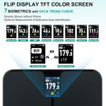Báscula de grasa corporal ABLEGRID con WiFi y Bluetooth, báscula digital inteligente para baño con WiFi, pantalla TFT giratoria, 16 tendencias precisas de composición corporal, IMC y frecuencia cardíaca, modo bebé, 181 kg, recargable, color negro