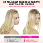 ABLEGRID Hair Straightener Brush for Women and Girls for Professional Salon, Portable Hair Straightener Comb for Travel, 20s Fast Heating & 5 Temp Settings & Anti-Scald, Dual Voltage, Pink