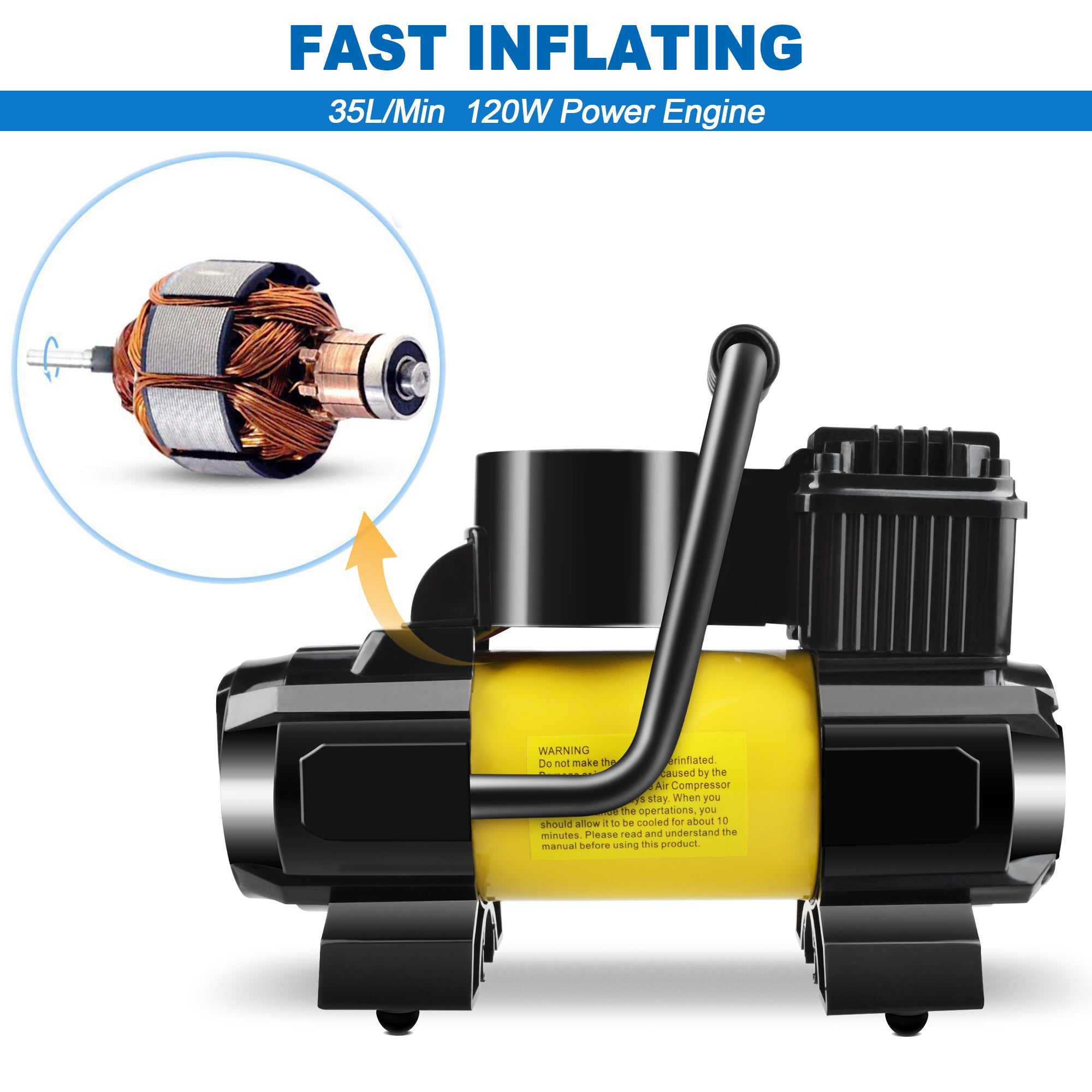 Compresor de aire portátil Ablegrid de 12 V CC y 150 PSI para neumáticos de coche, bomba de inflado con apagado automático y pantalla digital LED, con bolsa de transporte para ataduras de coche, pelotas, colchones inflables, globos y más.