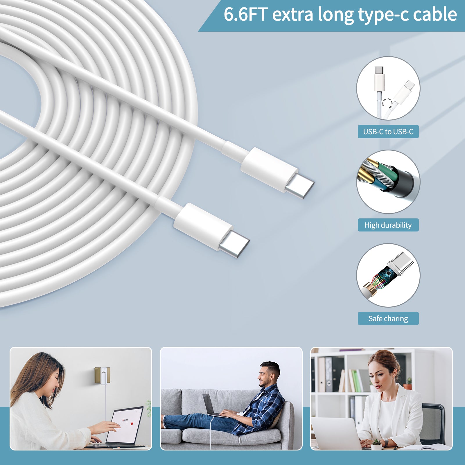 65W USB C Fast Charger, Ablegrid Type C Charger for MacBook Pro, Dell Latitude and Any Laptops or Smart Phones Include Charge Cable（6.6ft/1.8m）