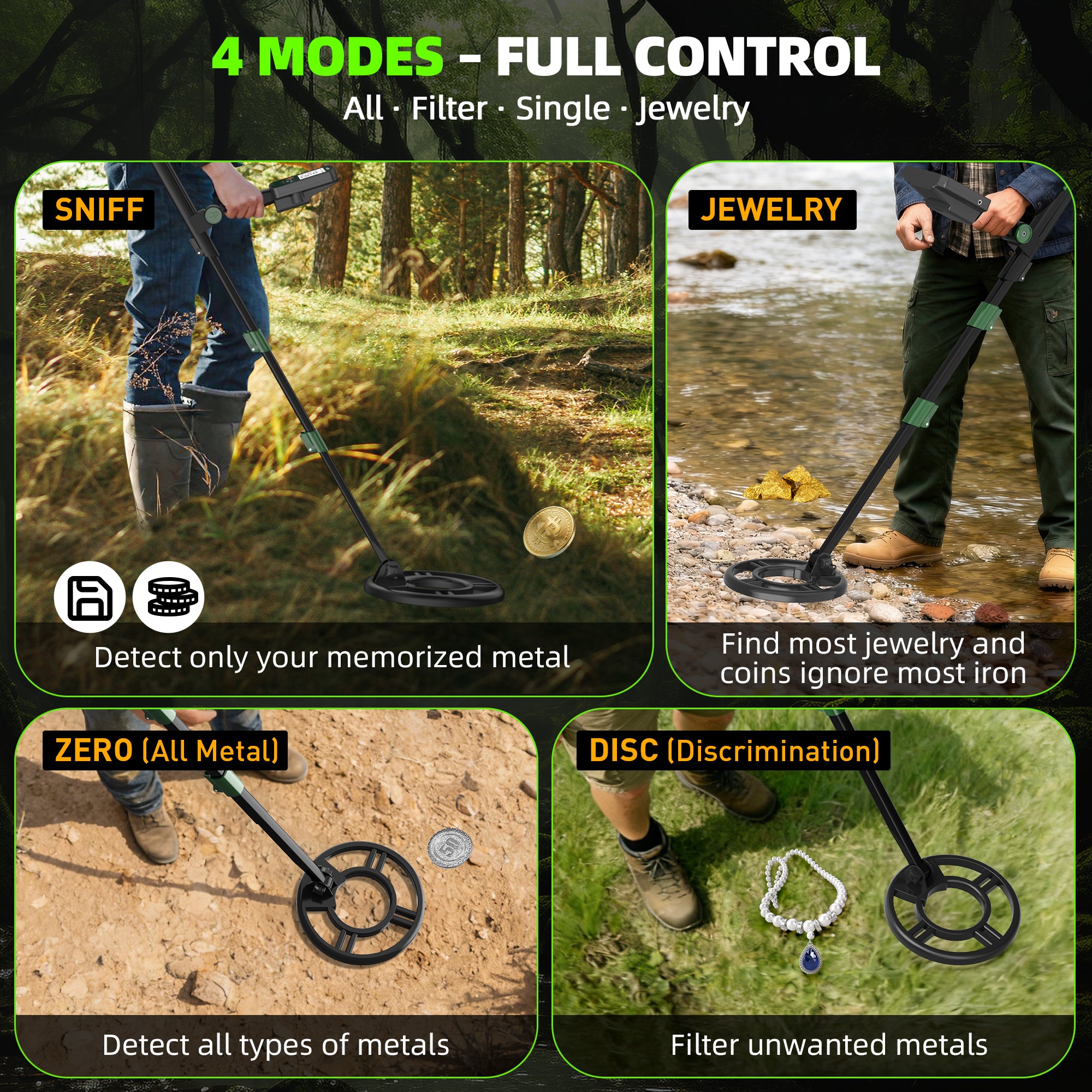 ABLEGRID Metal Detector for Adults and Kids Rechargeable, Professional Gold and Silver Detector with LCD Display, High Accuracy Waterproof Pinpoint 4 Modes, Advanced DSP Chip 10" Coil, GC1021