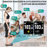 Báscula de grasa corporal ABLEGRID con WiFi y Bluetooth, báscula digital inteligente para baño con WiFi, pantalla TFT giratoria, 16 tendencias precisas de composición corporal, IMC y frecuencia cardíaca, modo bebé, 181 kg, recargable, color negro