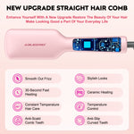 ABLEGRID Hair Straightener Brush for Women and Girls for Professional Salon, Portable Hair Straightener Comb for Travel, 20s Fast Heating & 5 Temp Settings & Anti-Scald, Dual Voltage, Pink