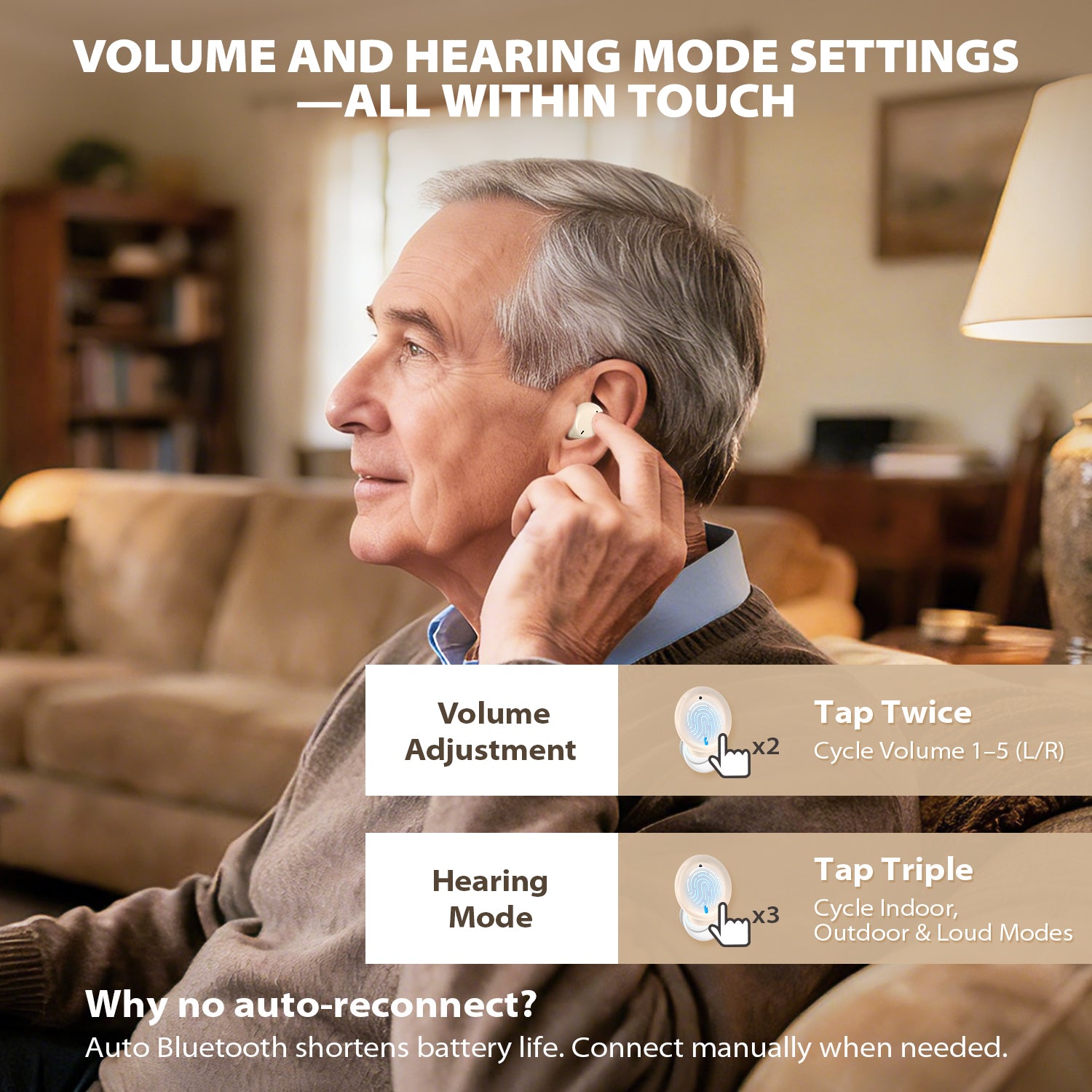 Hearing Aids for Seniors Rechargeable, ABLEGRID OTC Hearing Aids, 16-Channels Nano Hearing Aids with Smart App Adjustable Frequency, Noise Cancellation, 3 Modes, Volume Control, White