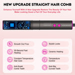 ABLEGRID Hair Straightener & Curl Brush, Cordless Hair Straightener Portable Hot Comb for Travel, Negative Ion Straightening Iron, 2 Models 5 Temp Settings & Anti-Scald, Rechargeable, Dark Grey