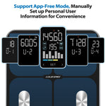 ABLEGRID Smart Digital Bathroom Body Fat Scale for Body Weight, Body Weight Scale with Large Display, Accurate BMI Muscle Mass Composition Analyzer, Weighing Machine for People with Fitness App, 400lb