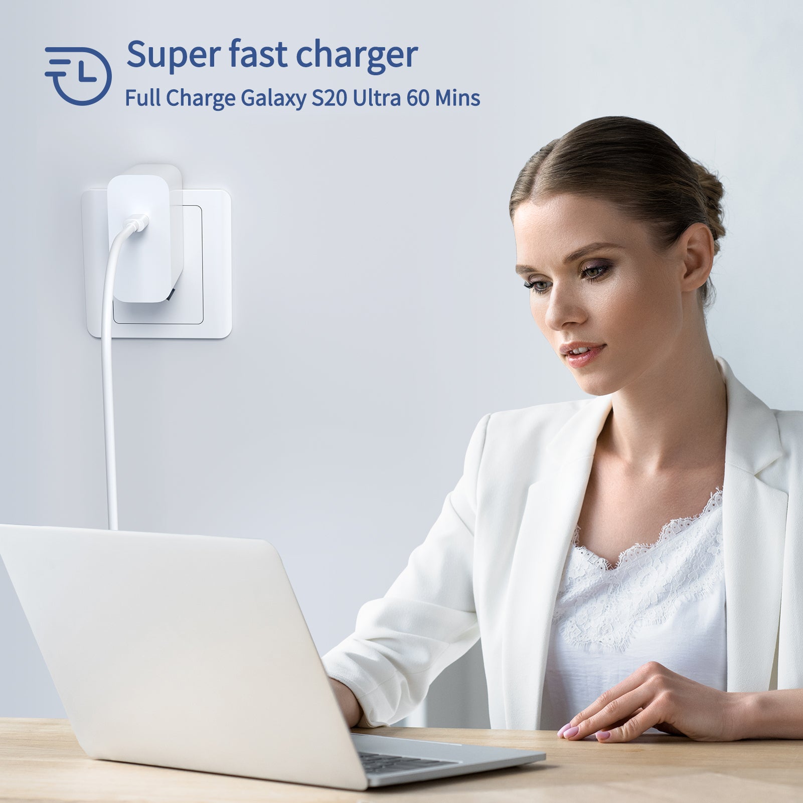45W USB C Super Fast Charger，Ablegrid Type C Wall Charger Block with 6FT Android Phone Charger Cable for Galaxy S23 Ultra/S23/S23+/S22+/S22 Ultra/S22+/Note 20/S20/S21, Galaxy Tab S7+/S8+ 2pack