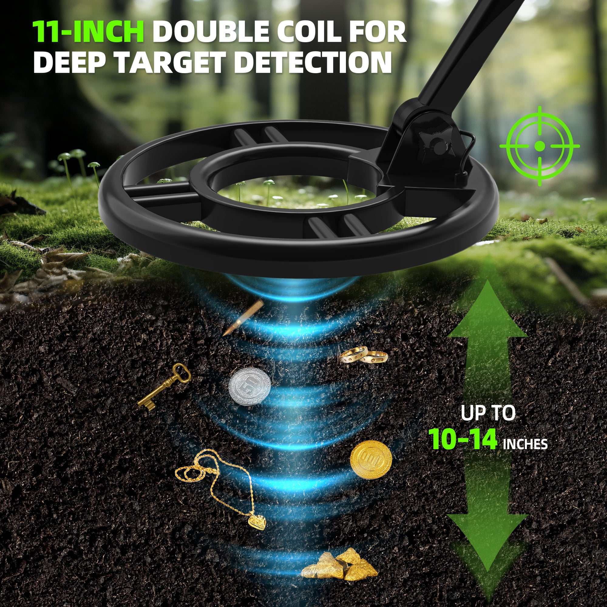 ABLEGRID Metal Detector for Adults and Kids Rechargeable, Professional Gold and Silver Detector with LCD Display, High Accuracy Waterproof Pinpoint 4 Modes, Advanced DSP Chip 10" Coil, GC1021