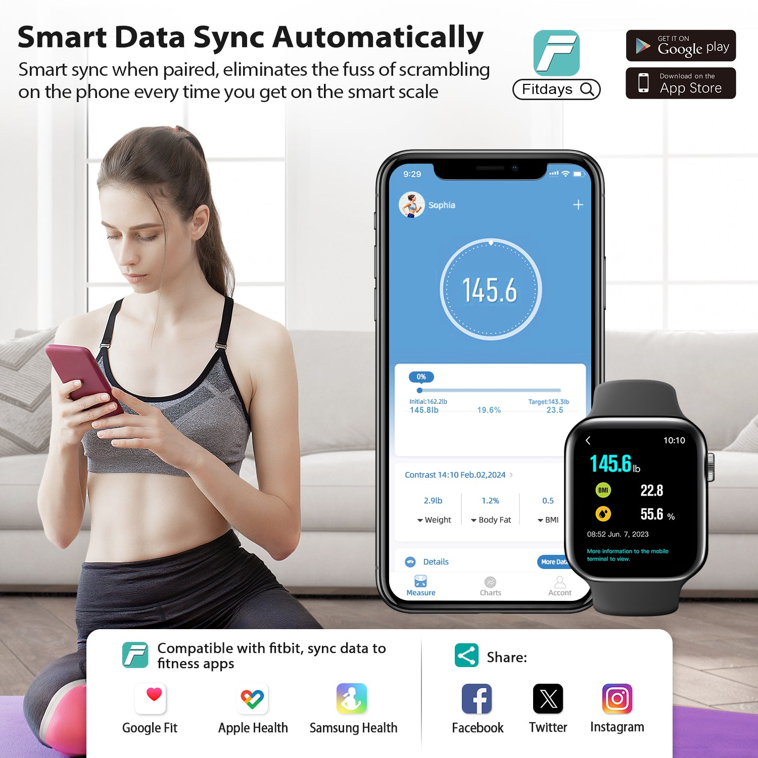 Báscula digital inteligente ABLEGRID para baño, con pantalla grande, analizador preciso de composición muscular e IMC, con aplicación de fitness, 181 kg