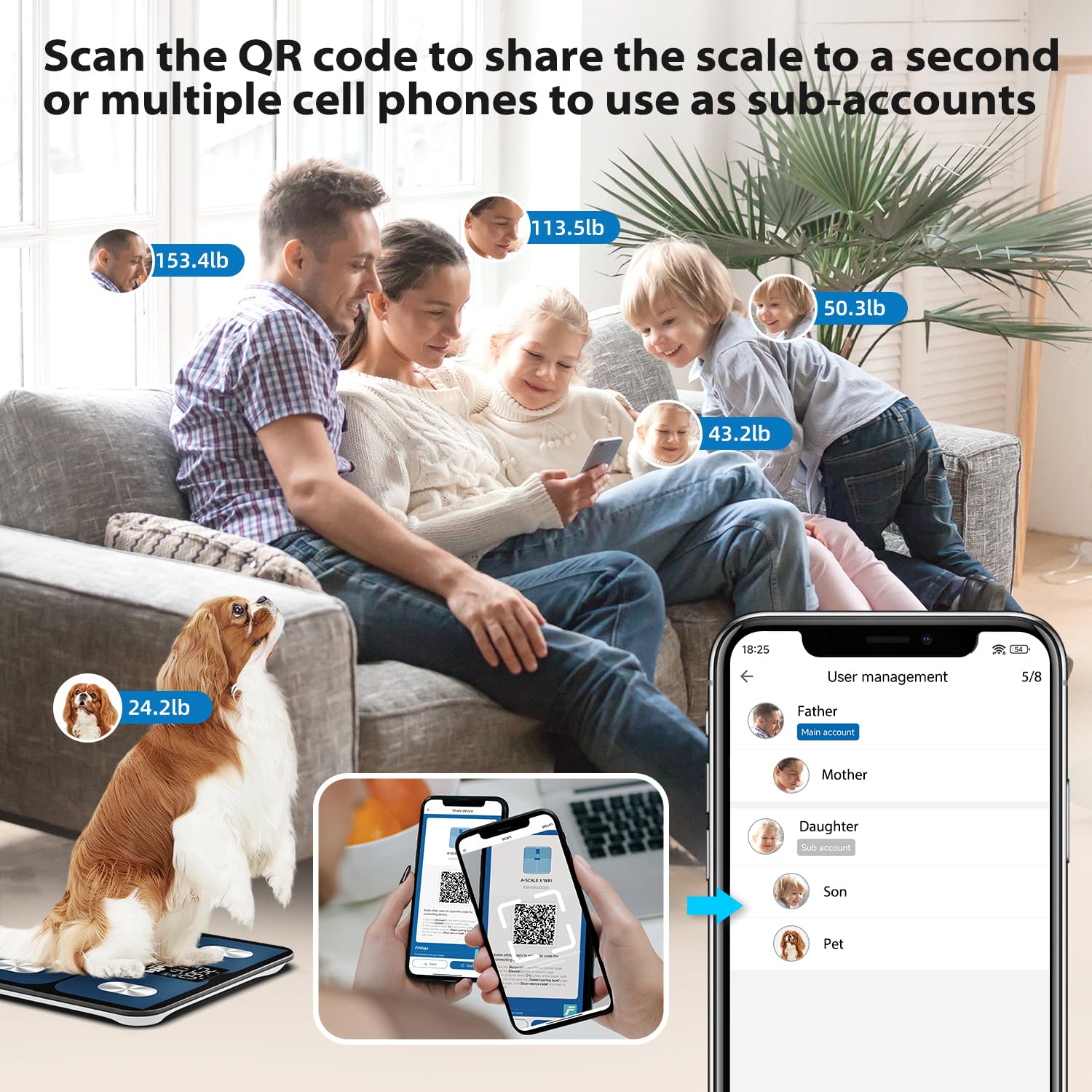 ABLEGRID Smart Digital Bathroom Body Fat Scale for Body Weight, Body Weight Scale with Large Display, Accurate BMI Muscle Mass Composition Analyzer, Weighing Machine for People with Fitness App, 400lb