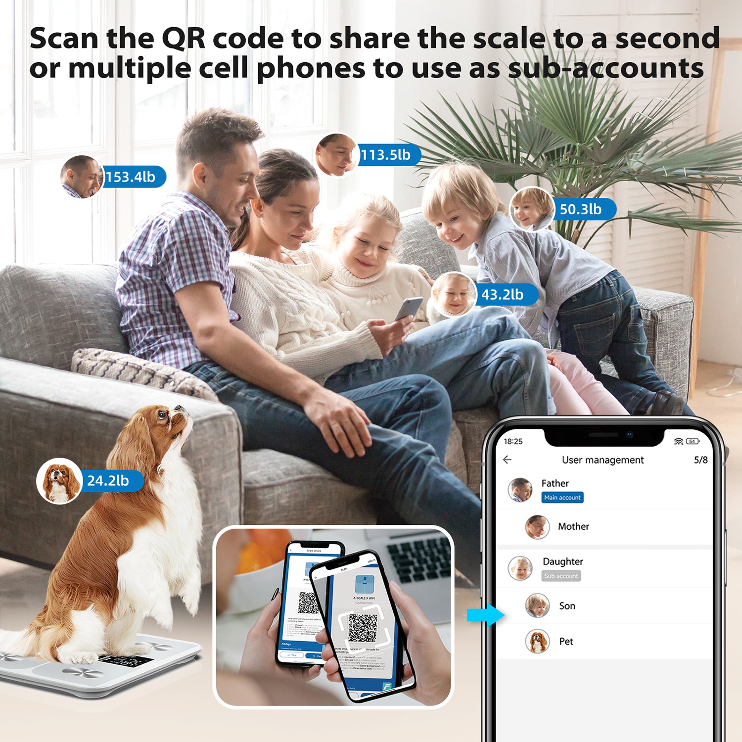 ABLEGRID Digital Smart Scale for Body Weight, Accurate Bathroom Scale with Large Display, Body Composition Scale with BMI Body Fat Muscle Mass, Weight Machine for People with Fitness App, 400lb