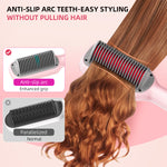 ABLEGRID Hair Straightener Brush for Women and Girls for Professional Salon, Portable Hair Straightener Comb for Travel, 20s Fast Heating & 5 Temp Settings & Anti-Scald, Dual Voltage, Pink
