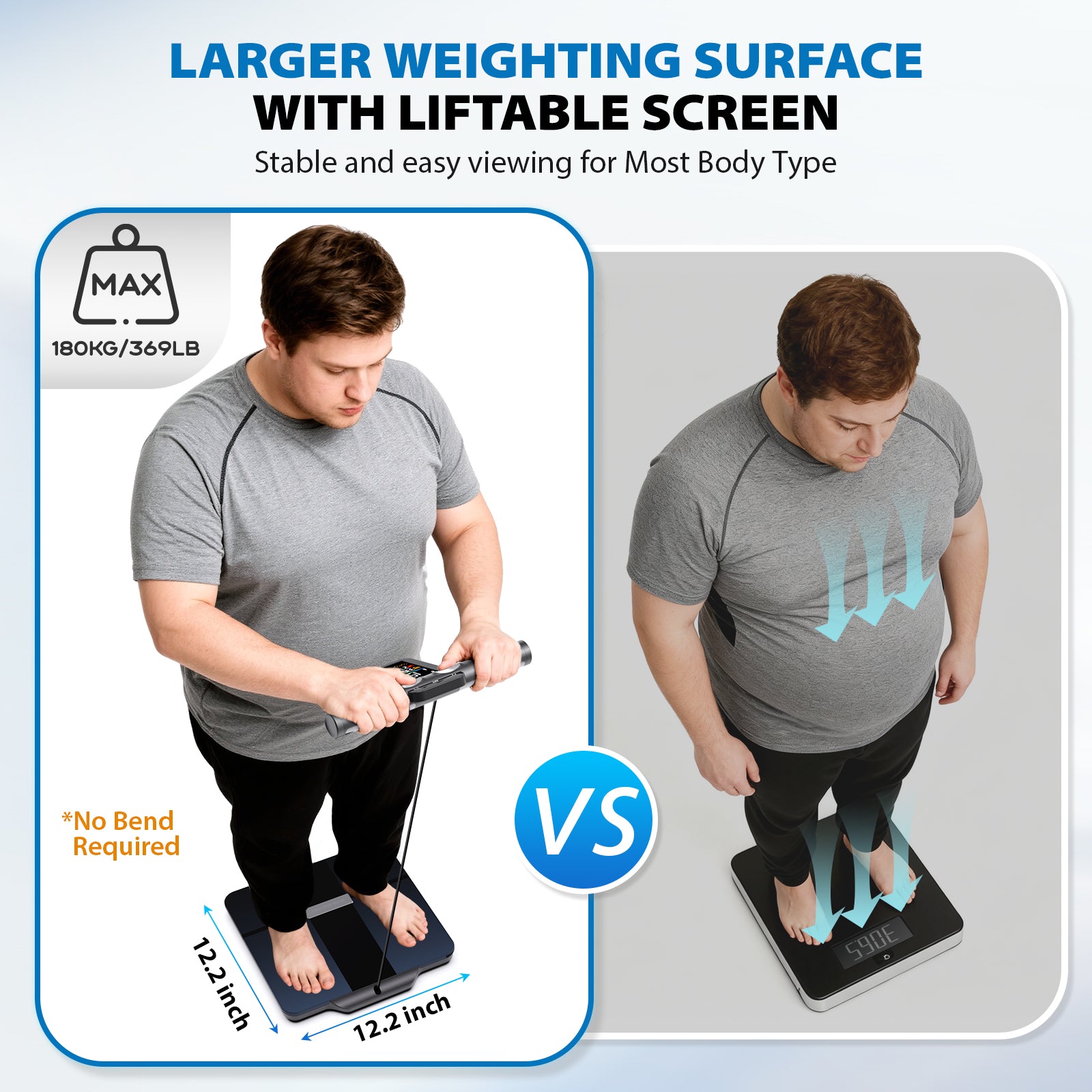 ABLEGRID Scale for Body Weight and Fat, 8-Electrode Smart Body Fat Scale, Large Display Digital Bathroom Scale, 26 Body Composition Metrics BMI with Fitness App, 400lb