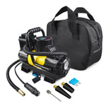 Compresor de aire portátil Ablegrid de 12 V CC y 150 PSI para neumáticos de coche, bomba de inflado con apagado automático y pantalla digital LED, con bolsa de transporte para ataduras de coche, pelotas, colchones inflables, globos y más.