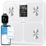 ABLEGRID Digital Smart Scale for Body Weight, Accurate Bathroom Scale with Large Display, Body Composition Scale with BMI Body Fat Muscle Mass, Weight Machine for People with Fitness App, 400lb