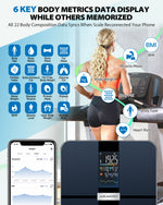 ABLEGRID Smart Digital Bathroom Scale for Body Weight and Fat Rechargeable, Large VA Display, 22 Body Composition Metrics BMI, Heart Rate, Baby Mode, 400lb, Black