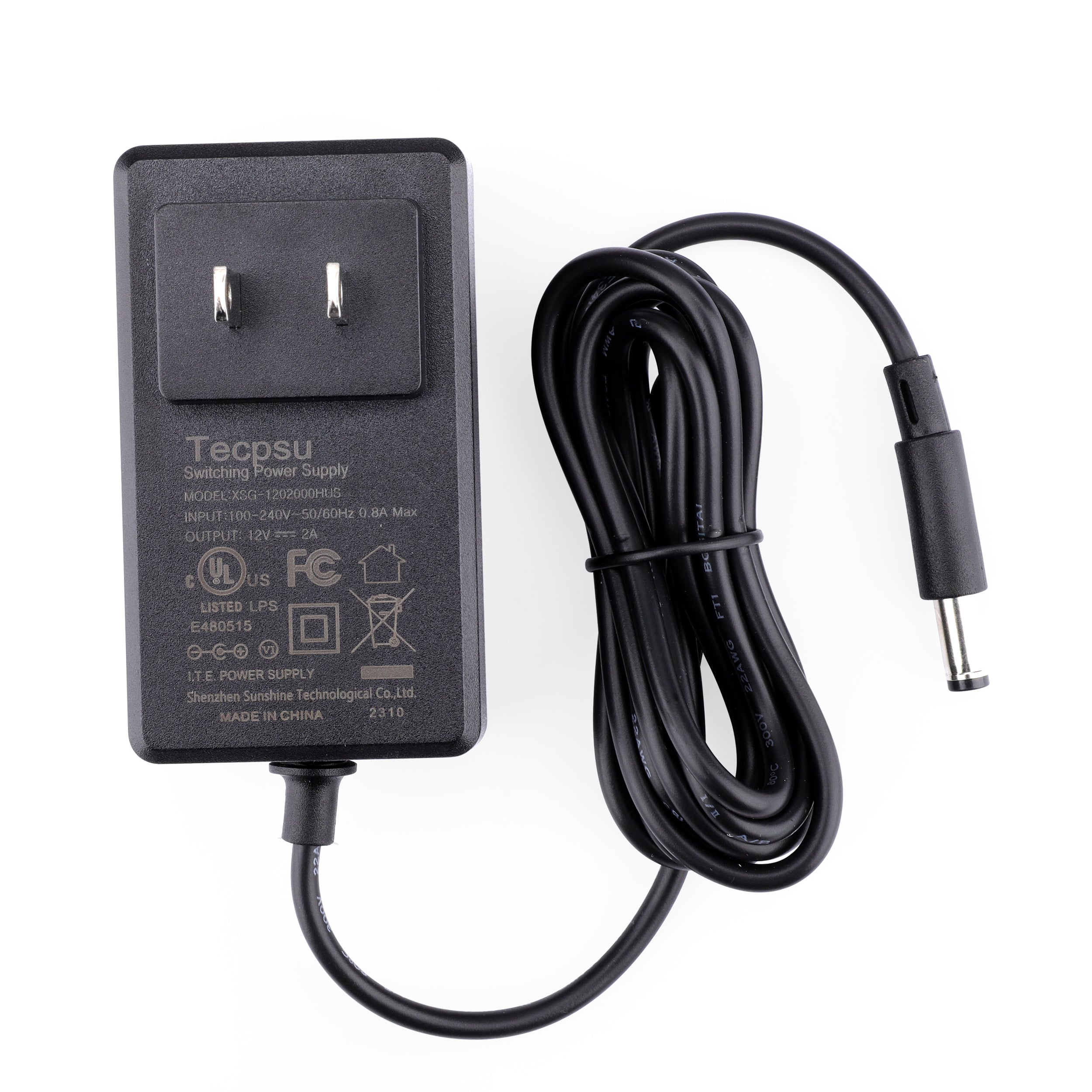 Fuente de alimentación Tecpsu nueva de 12 V, 2 A, 5,5 x 2,5 mm, con centro positivo, CA/CC