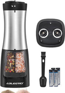 ABLEGRID Electric Salt and Pepper Grinder 2 in 1 Battery Powered, Pepp –