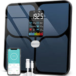 Body Fat Scale, ABLEGRID Digital Smart Bathroom Scale for Body Weight, Large LCD Display Screen, 16 Body Composition Metrics BMI, Water Weigh, Heart Rate, Baby Mode, 400lb, Rechargeable, Black
