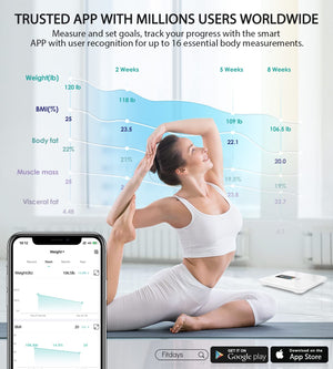 Bluetooth Bathroom Scale, Bluetooth Body Fat Scale Digital Smart Body  Weight Scale