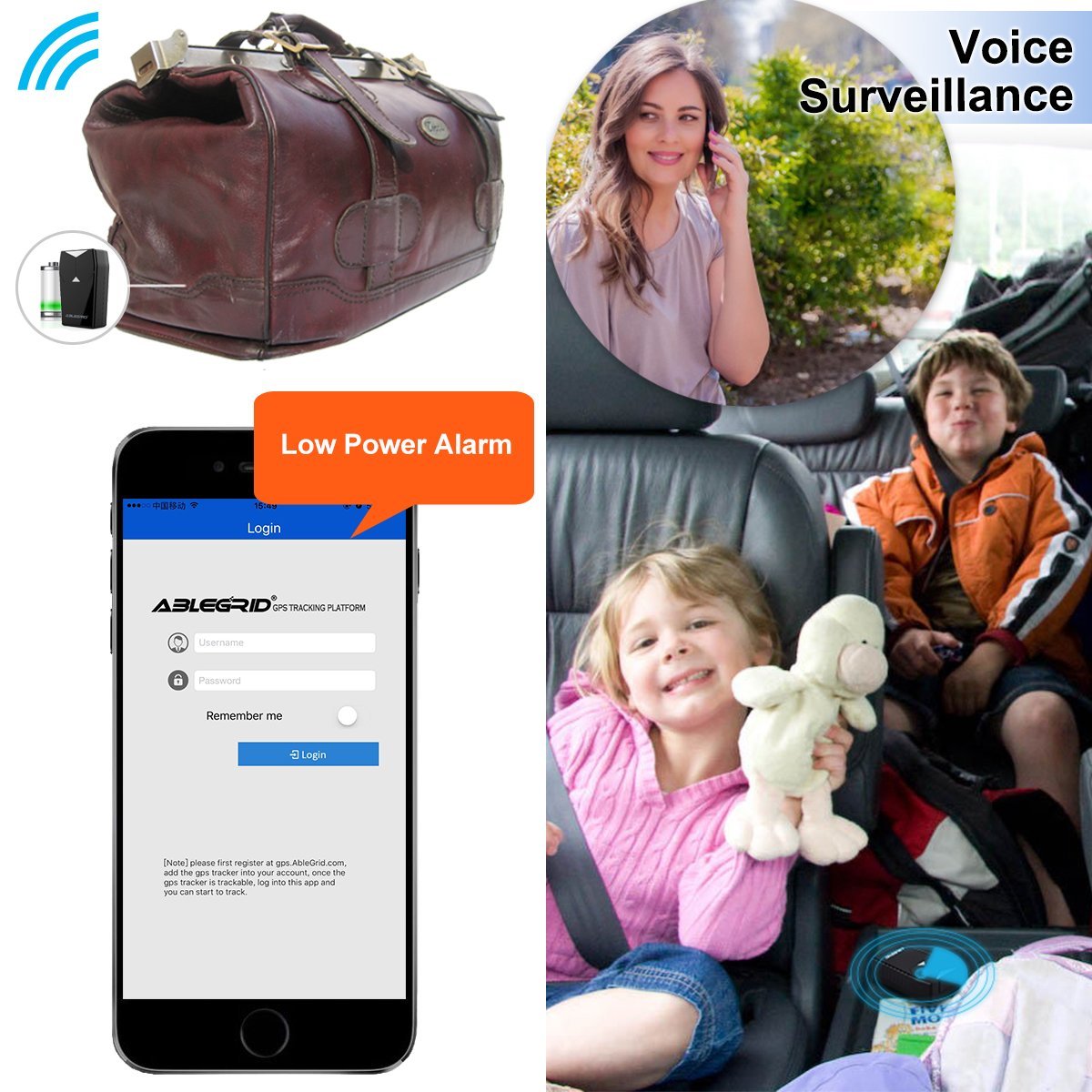 Ablegrid® GT Series GT-001 Real Time Quad band GSM GPRS 2G GPS Spy Tracker for Vehicle Bike Motocycle Car Kids Pets Elderly Friends Property