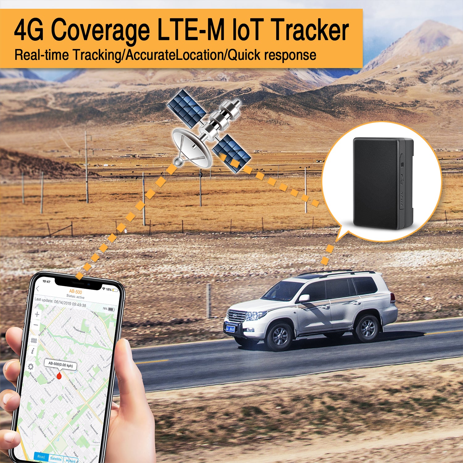 Ablegrid® AB Series GPS Tracker for Vehicles, Real-time GPS Tracking Device Small Hidden GPS Locator for Vehicle, Car, Personal w/ Global SIM Card