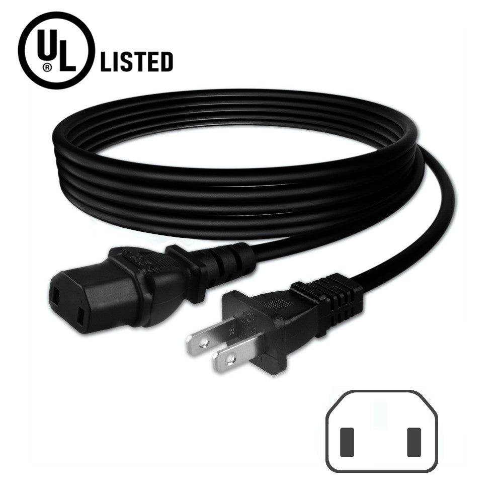 Cable de alimentación de CA de 2 clavijas AbleGrid compatible con los subwoofers Klipsch RW-8, RW-10D y RW-12D.