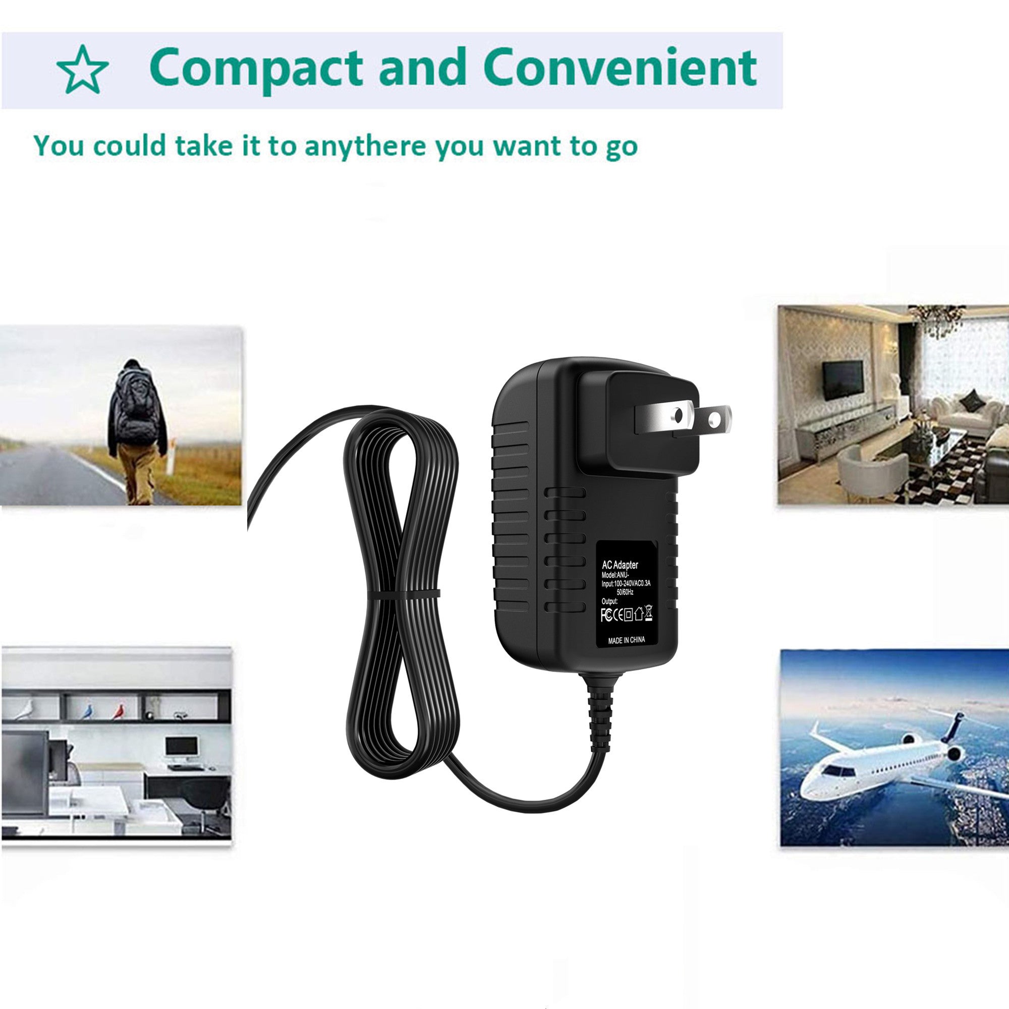 AbleGrid 2A AC DC Wall Charger Power Adapter Cord Compatible with Nextbook 8 nxa8qc116 Android Tablet