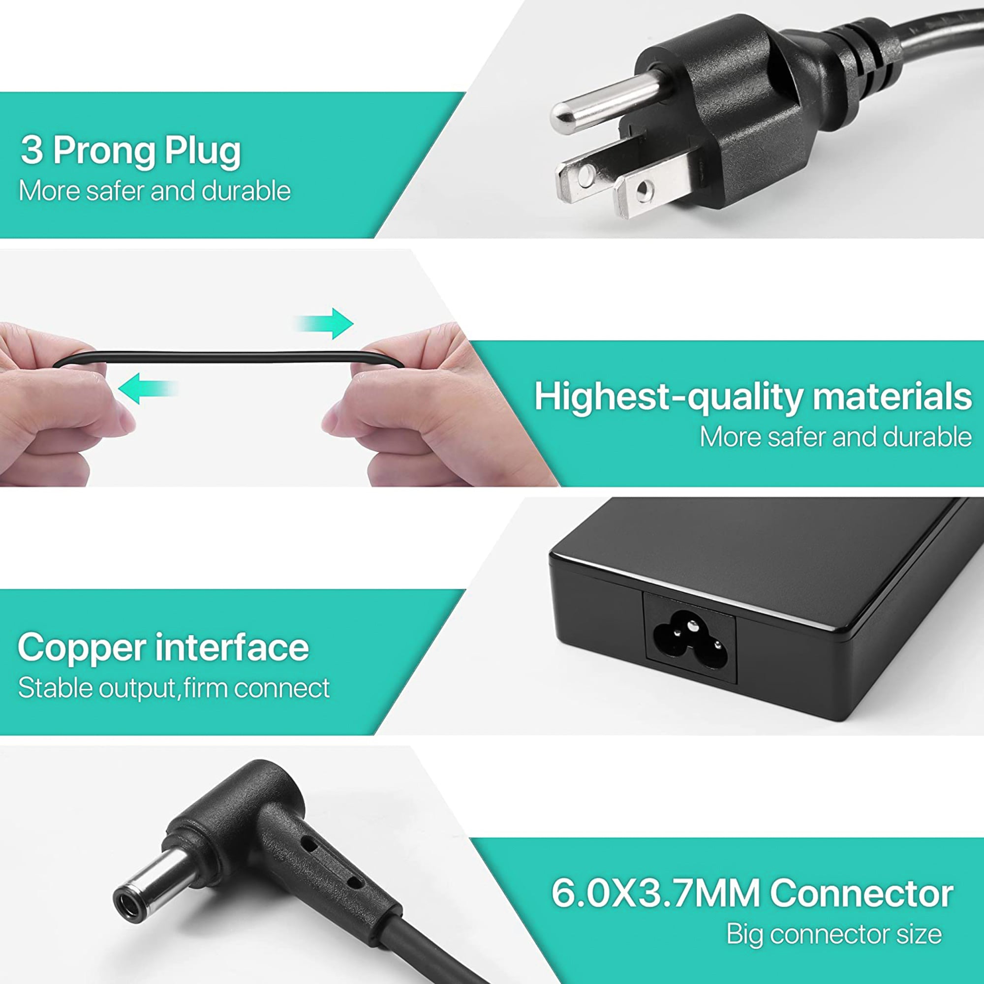Cargador adaptador de CA AbleGrid de 150 W, 20 V y 7,5 A, compatible con el cable de alimentación ASUS TUF Gaming FX505GT-BQ025